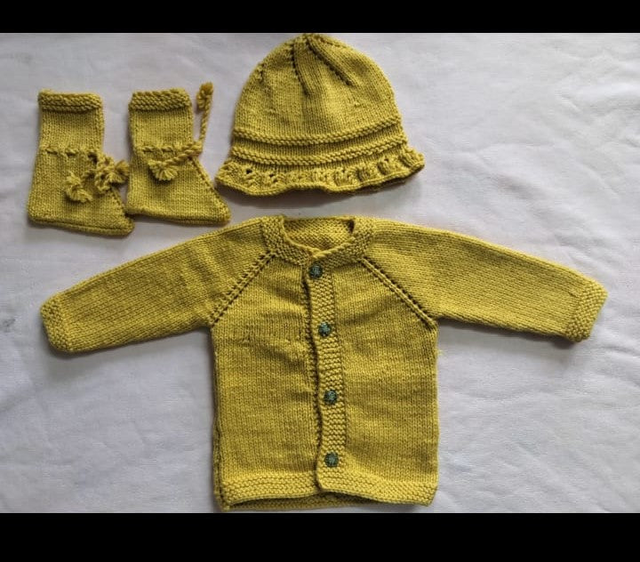 Sunshine Snuggles: Yellow Knitted Baby Set