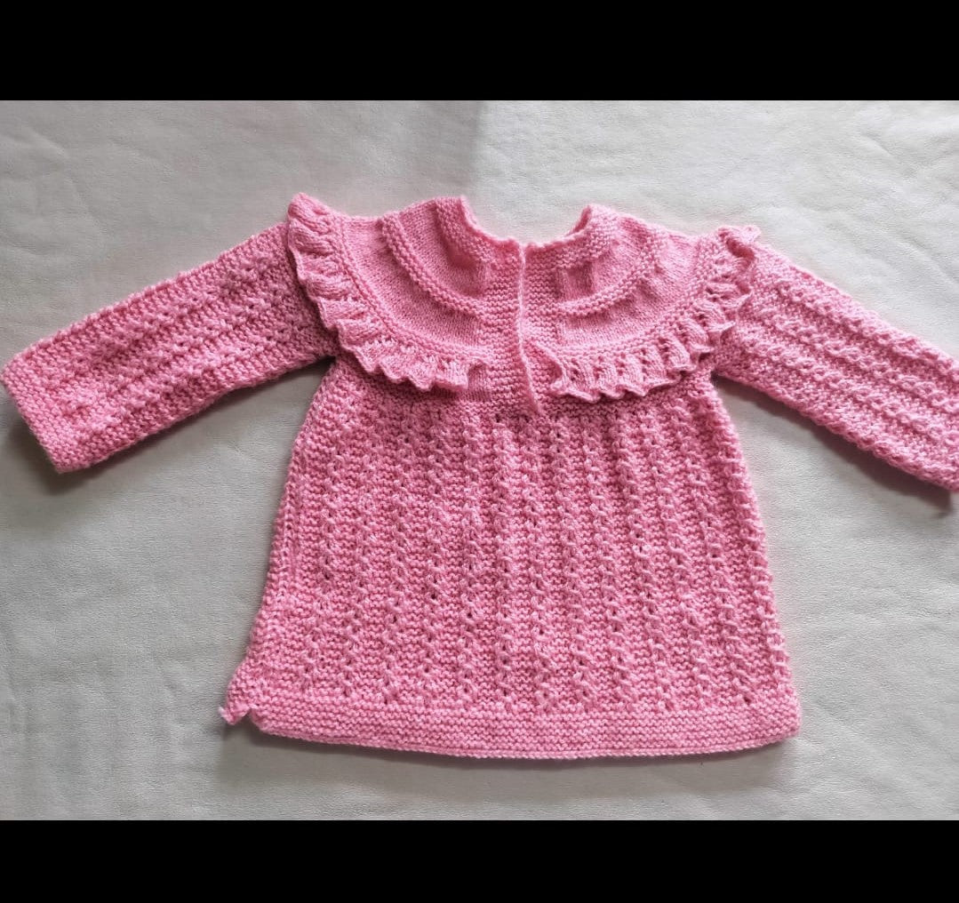 Sweet Ruffles: Baby Sweaters with Pink Accents