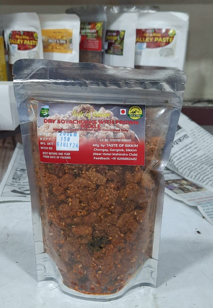 Dry Soyachunks with Prawn Pickle - A Savory Fusion of Flavors